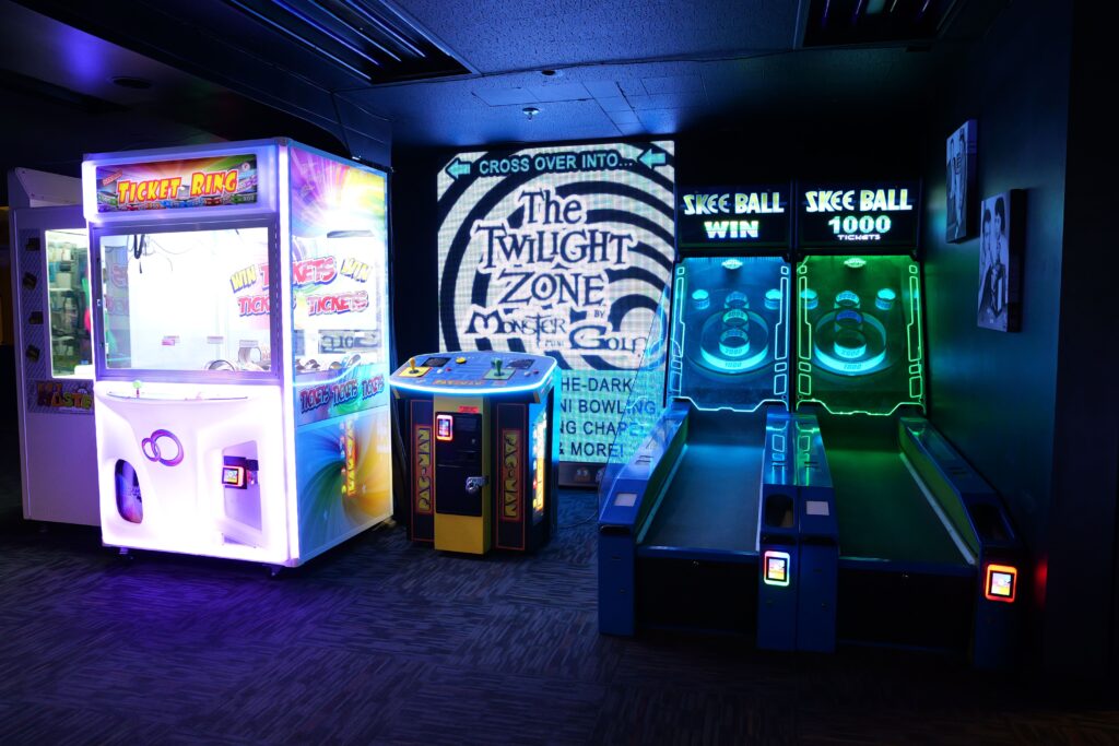 Arcade games at Twilight Zone Mini Golf.